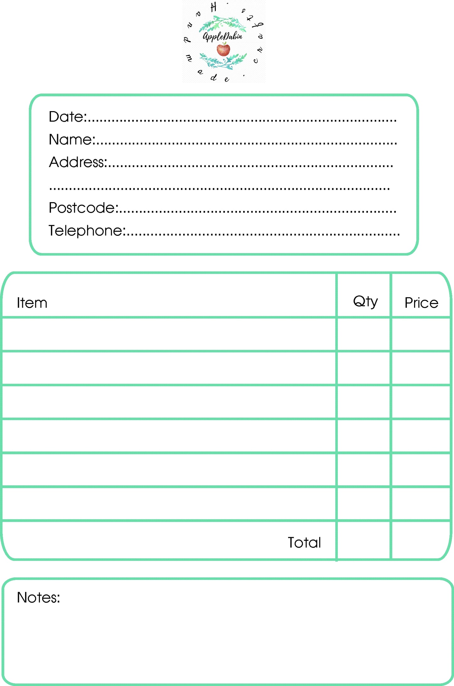 Personalised A5 order book image 2