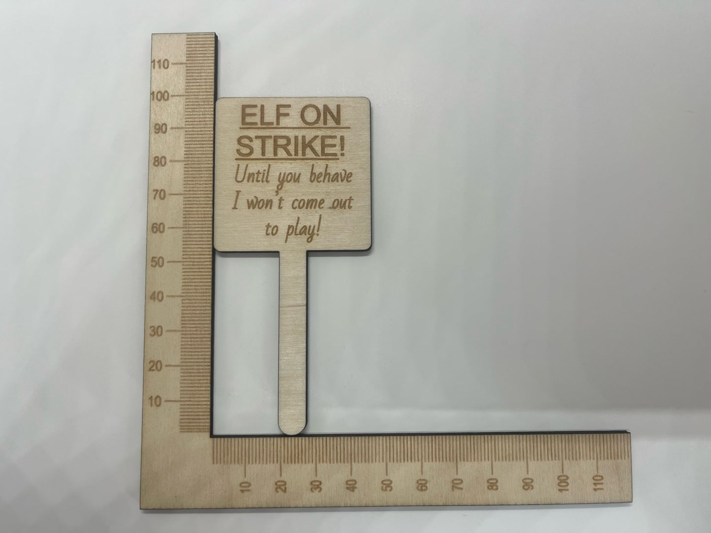 Elf on strike sign