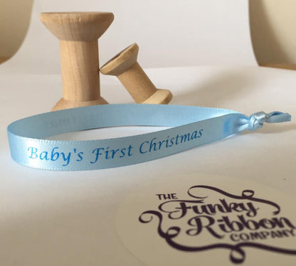 10mm Satin Ribbon “Baby’s First Christmas” – Pack of 10 image 0