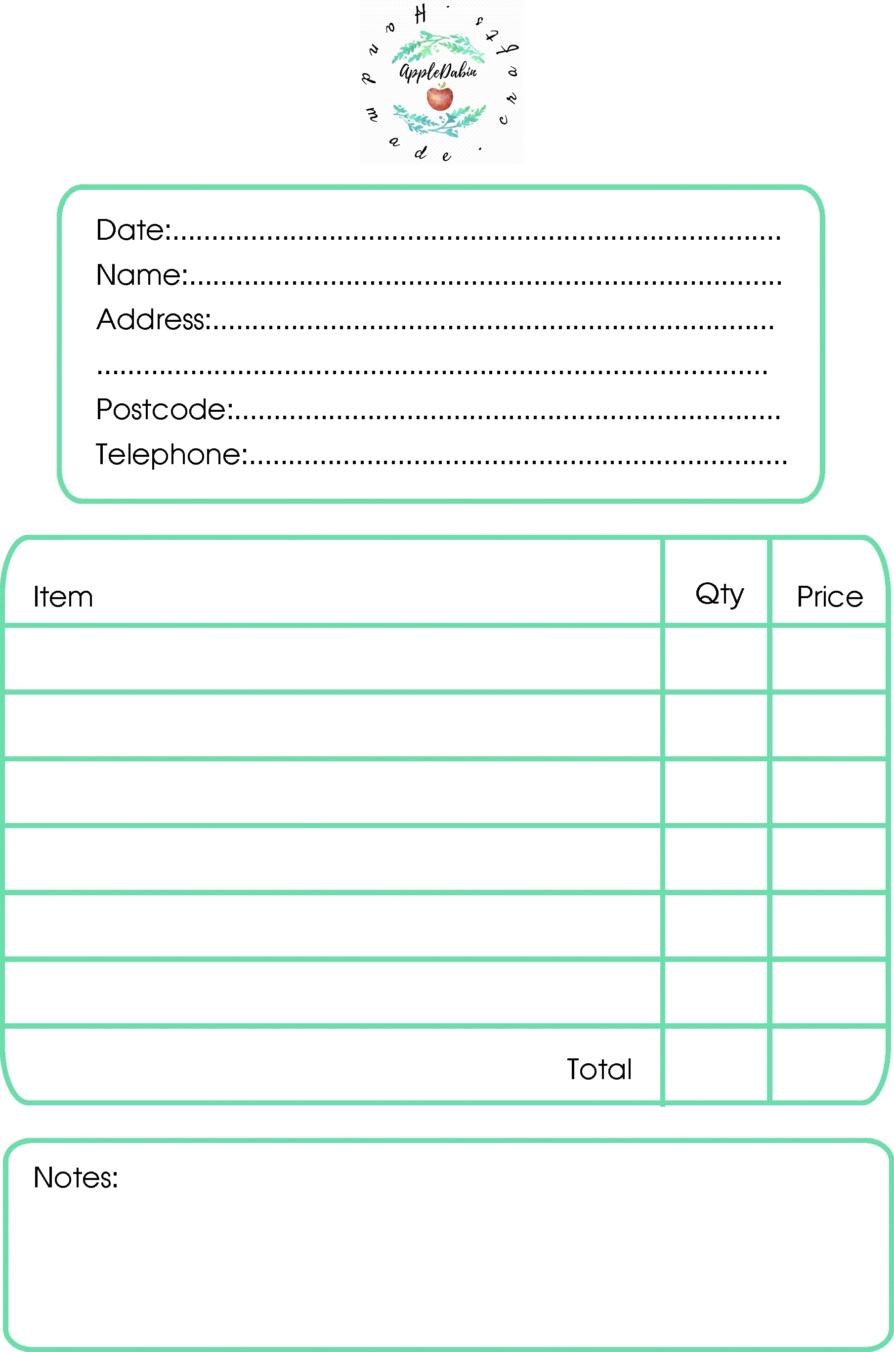 Personalised A5 order book image 2
