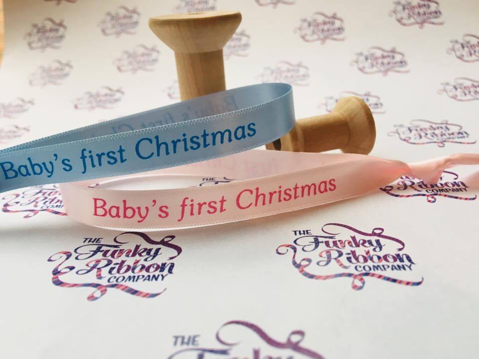 10mm Satin Ribbon “Baby’s First Christmas” – Pack of 10 image 2