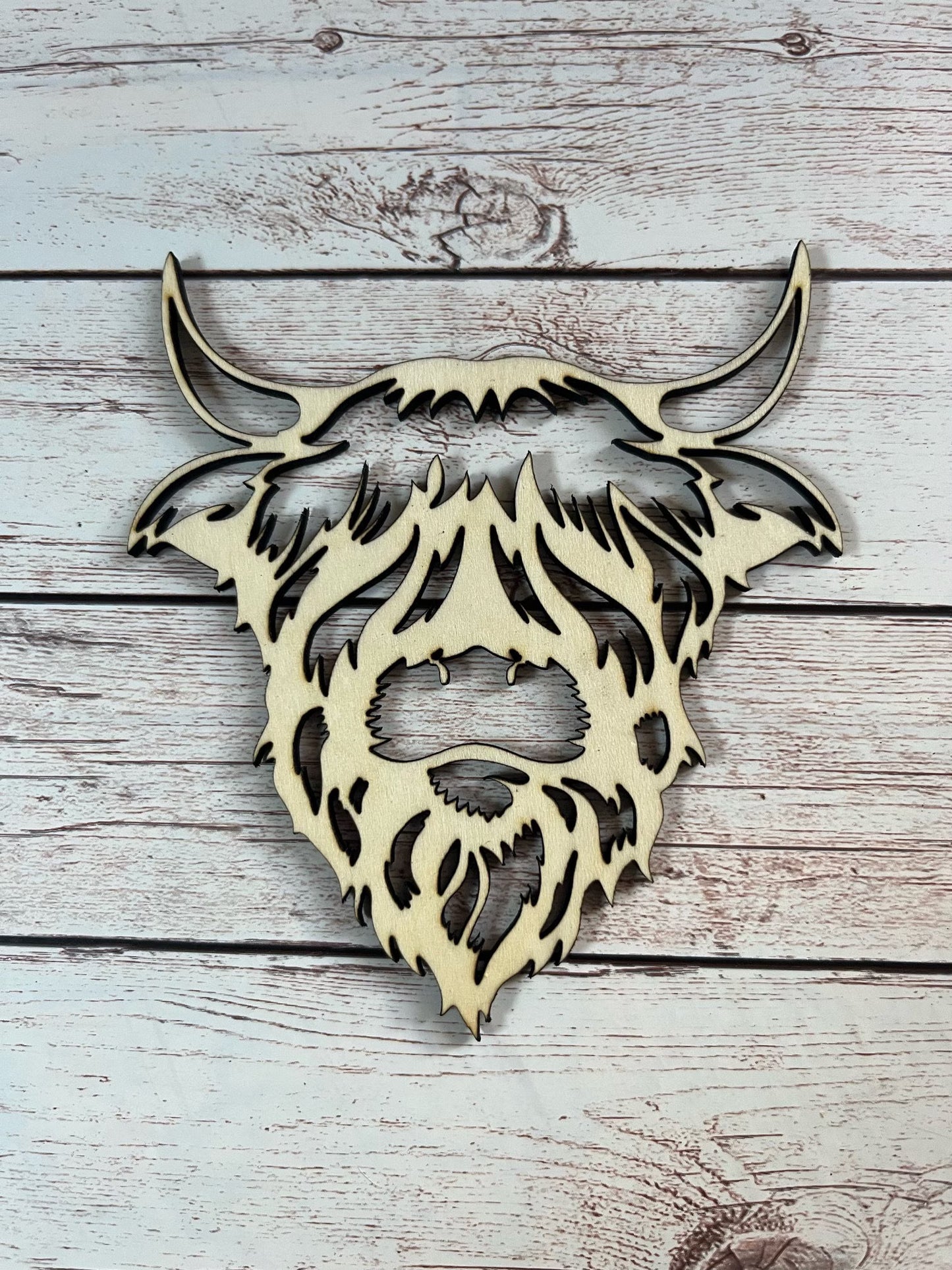 Highland Coo wooden blanks laser cut image 0