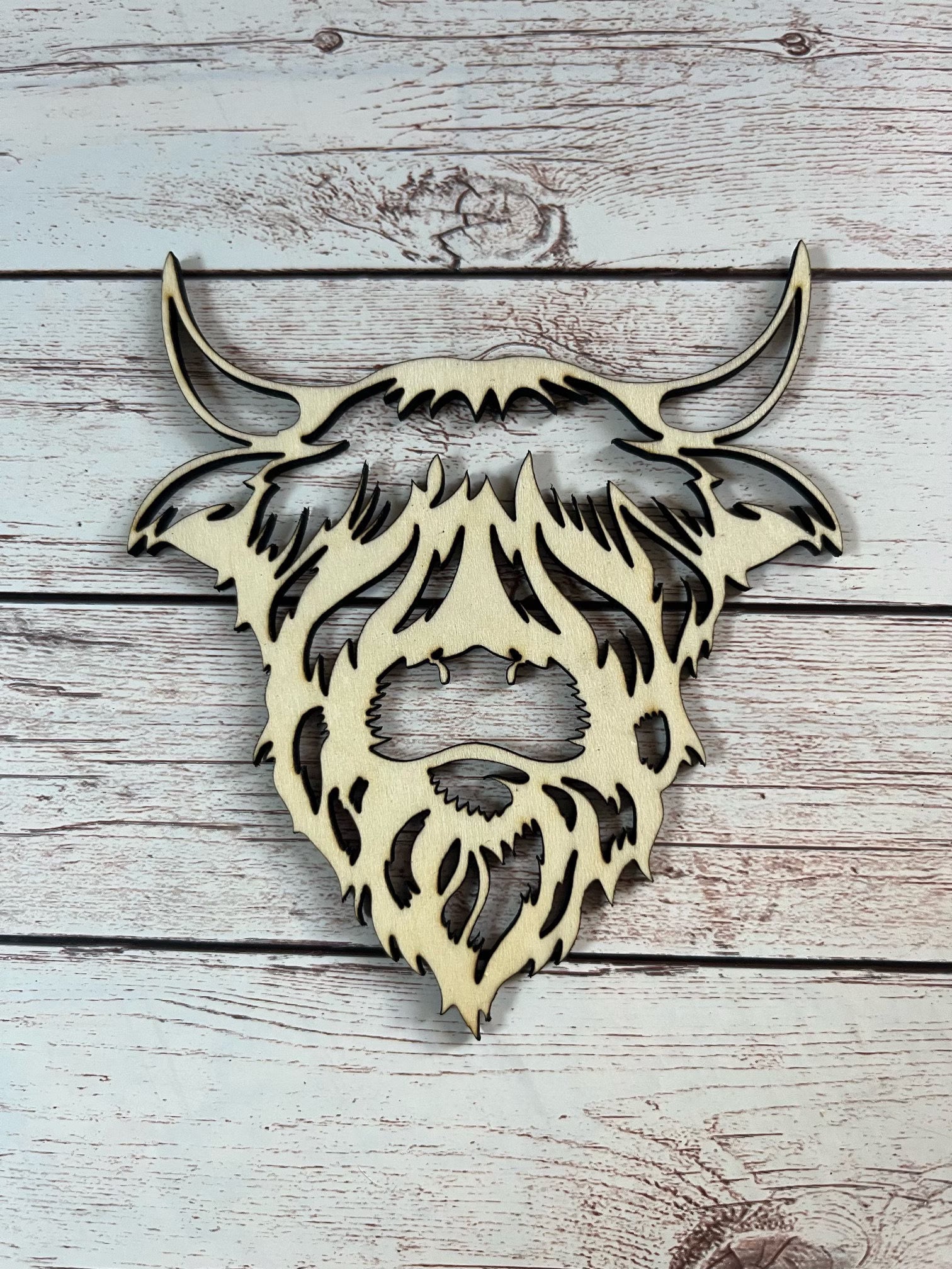 Highland Coo wooden blanks laser cut image 0