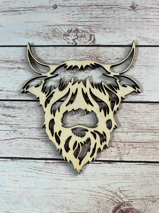 Highland Coo wooden blanks laser cut image 0