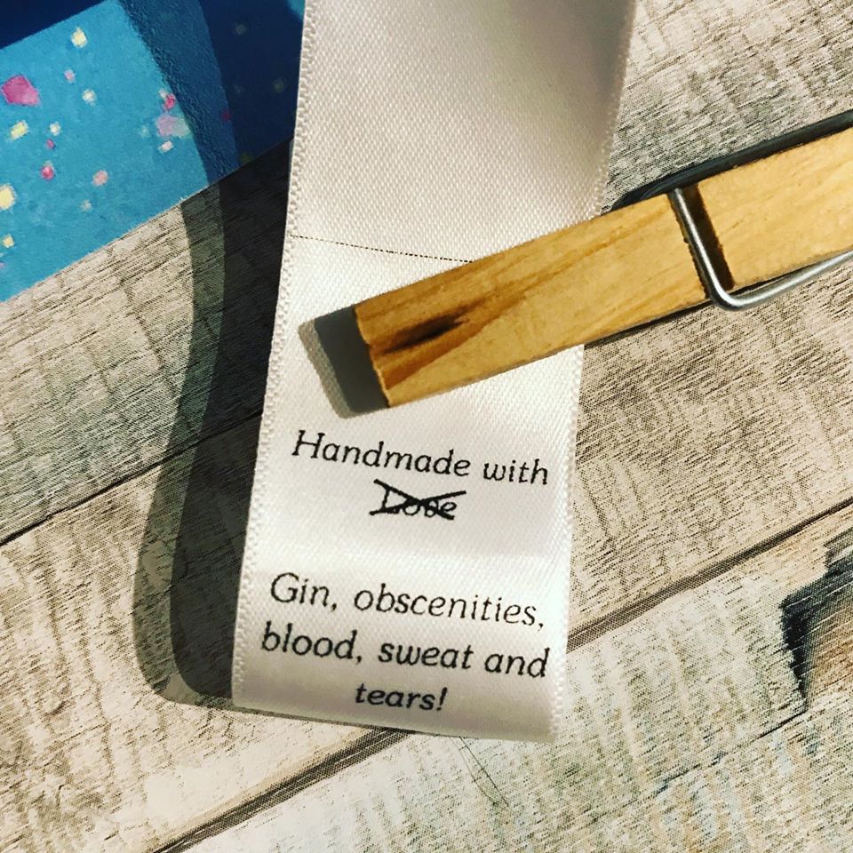 25mm Funny Sew-In Labels – Pack of 20 | Handmade with Wine/ Gin/ chocolate / tea image 1