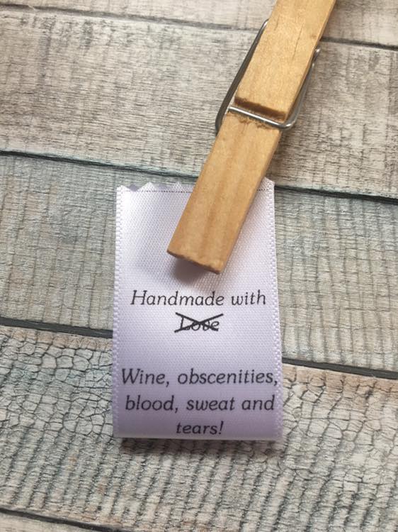 25mm Funny Sew-In Labels – Pack of 20 | Handmade with Wine/ Gin/ chocolate / tea image 0